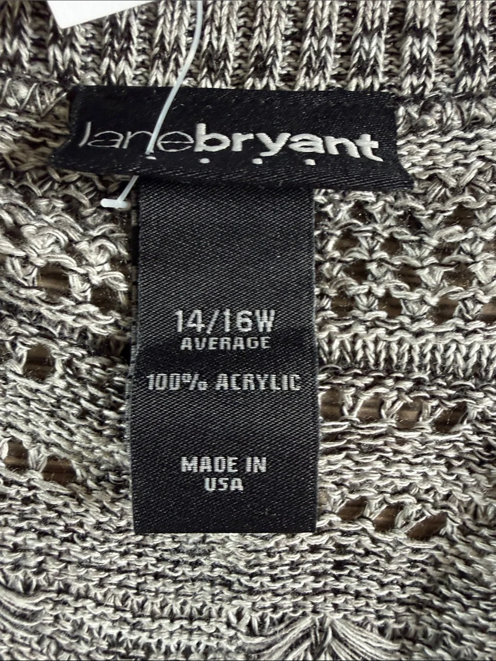 Lane Bryant Gray Open-Knit Short Sleeve Shrug